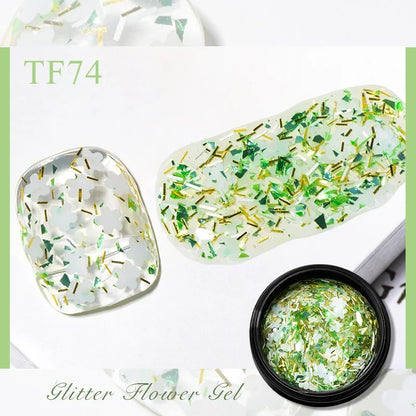 Blushimmer pink dried flower gel nail polish with natural fairy flower design, soak-off UV/LED gel for nail art and decoration.