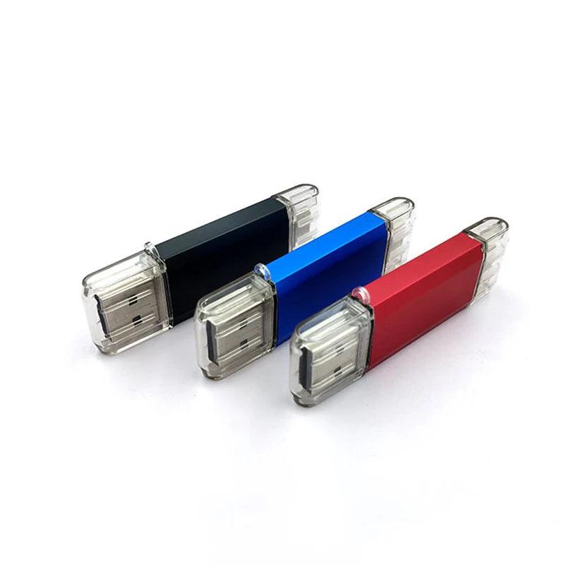 2 In 1 USB Flash Drives 64GB Free TYPE-C Adapters Gifts Pen drive 32GB Black OTG Memory Stick 16GB Key Chain Pendrive 8GB U Disk