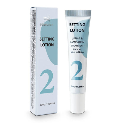 Blushimmer PERMANIA eyebrow lift lotion bottle for brow lamination and eyelash lifting, with applicator brush visible.