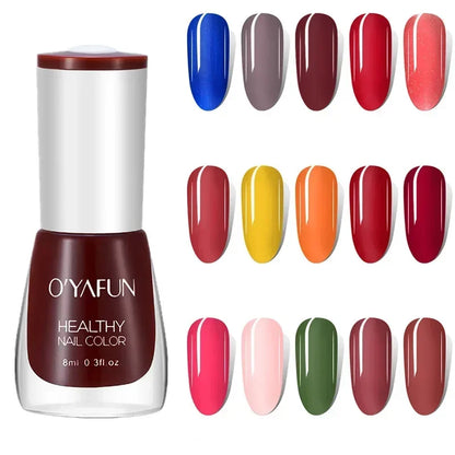 Blushimmer 8ml matte waterproof nail polish with glitter sequins, quick dry, no-bake UV varnish for stylish nail art.