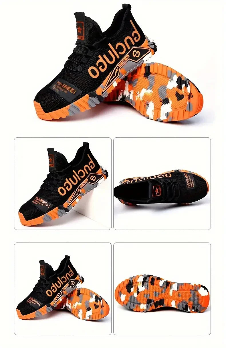 Steel Toe Anti-Puncture Men's Safety Shoes Reinforced Sole Slip Resistant Shoes Man Lightweight Breathable Men's Work Shoes