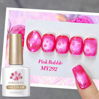 Born Pretty 10ml purple grape cat magnetic gel nail polish with fruit-inspired design and glass beads for vibrant, creative nail art.