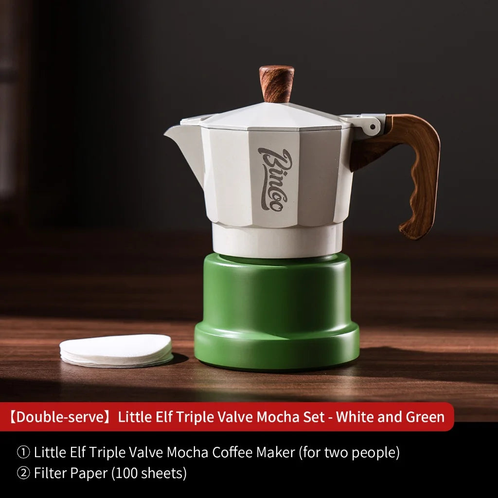 BINCOO Three-Valve Moka Pot Home Mini Espresso Coffee Maker Coffee Brewing Equipment 1Cup/2Cups