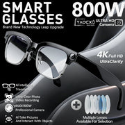 2026 New Smart Glasses 800W Ultra-Wide HD 4K Camera Video Recording 4GB AI Photo Recognition Bluetooth Call Translation Voice