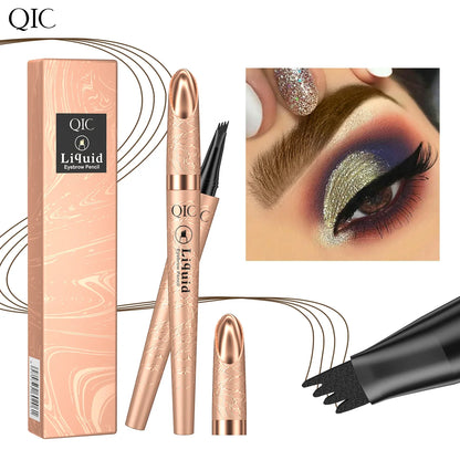 Close-up of Blushimmer waterproof liquid eyebrow pencil with a 4-tip microblade design for natural, long-lasting brow enhancement.