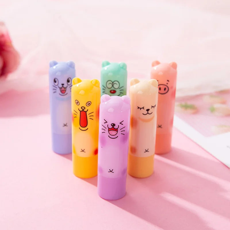 Set of 24 Blushimmer bear-shaped lip balms in clear, fruit-flavored moisturizing lipstick containers for kids' lip care and birthday gifts