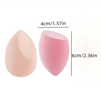 Set of four Blushimmer makeup sponge puffs for blending foundation, powder, and liquid makeup, travel-friendly storage included.