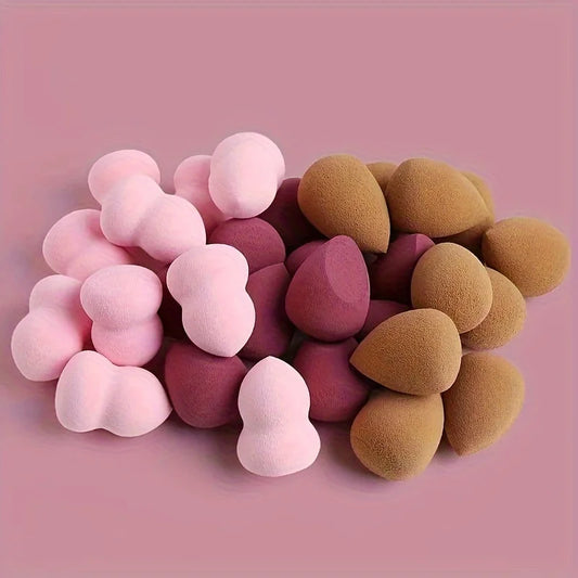 Set of 3-10 Your Skin Icon makeup beauty sponges in various colors and shapes for flawless foundation application, suitable for dry and wet use.