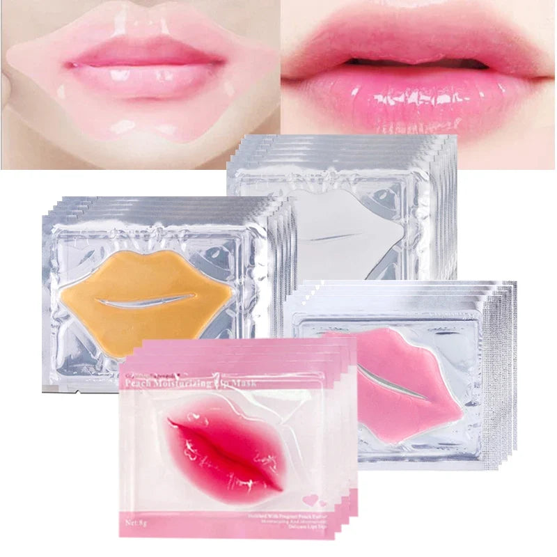 Blushimmer collagen crystal lip mask gel patches for moisturizing, hydrating, and plumping lips with repair and line reduction.