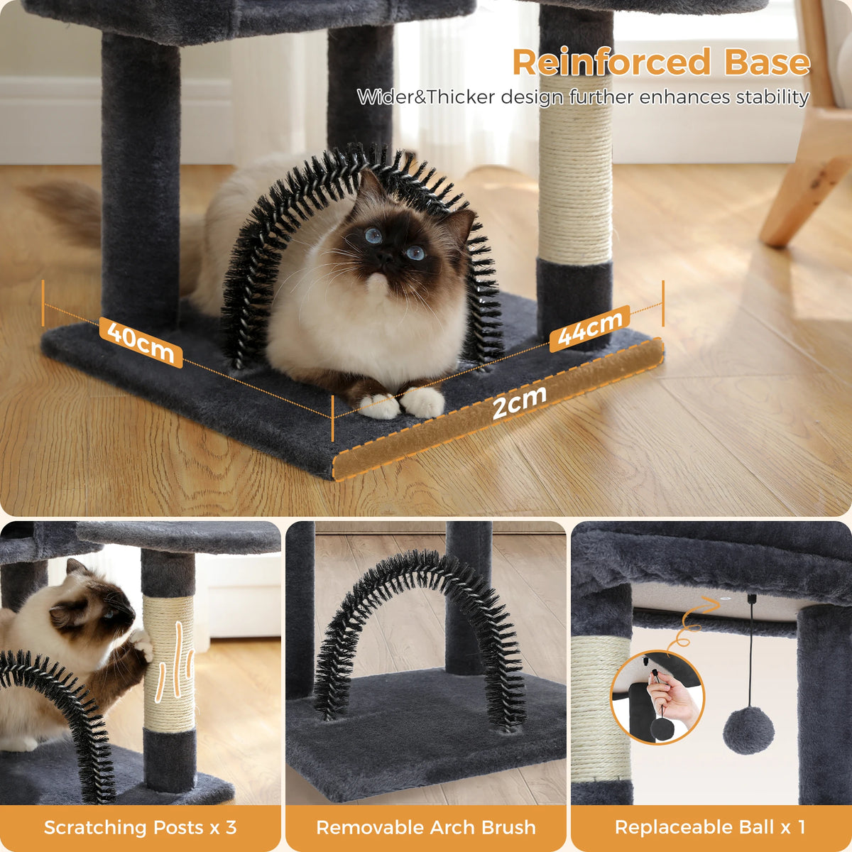 A cat tree with a plush perch, cozy hammock, sisal scratching posts, and a toy cat tower condo for indoor cats by Aiwang Pet Products