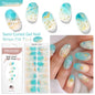 Blushimmer Harunouta 16-strip gradient red marble gel nail strips with gold lines, suitable for DIY gel polish application on nails.