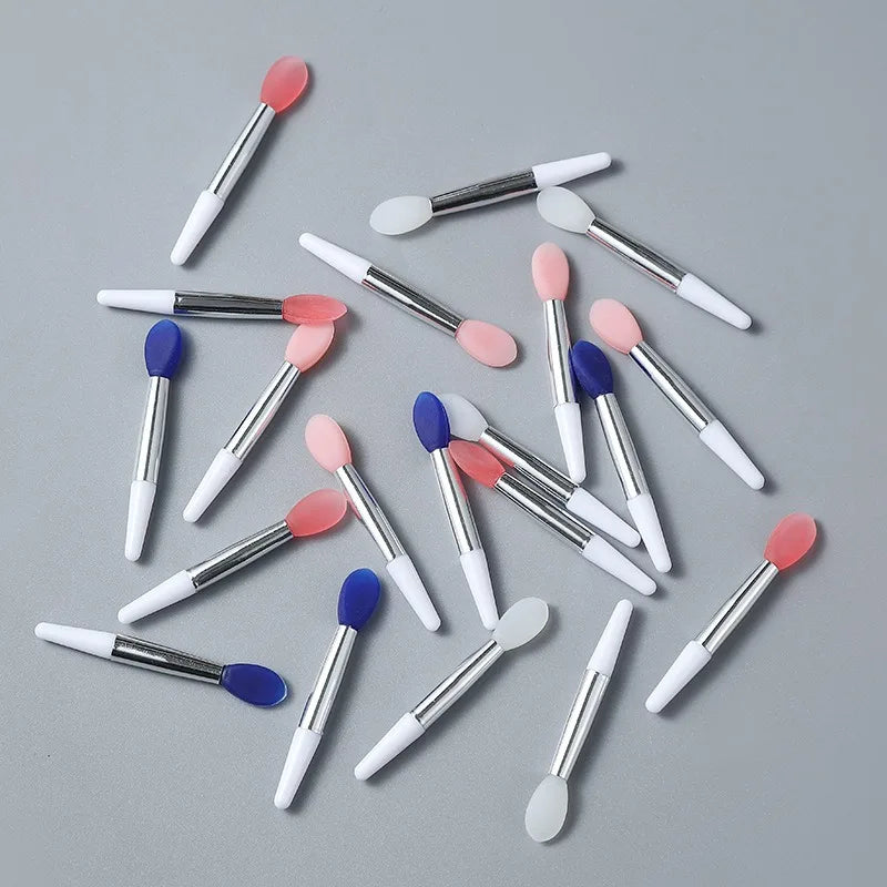 Set of 10 Blushimmer silicone lip and eye makeup brushes, portable mini lip mask and lipstick applicator with transparent design.