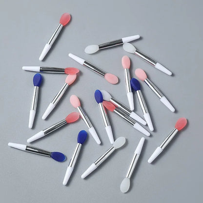 Set of 10 Blushimmer silicone lip and eye makeup brushes, portable mini lip mask and lipstick applicator with transparent design.