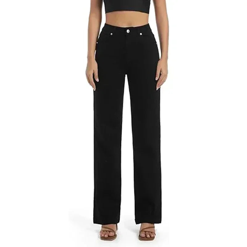 2025 Ins Fashion Jeans Women Comfortable High Waisted White Jeans Girls Thin Stretch Denim Pants Female Straight Leg Trousers