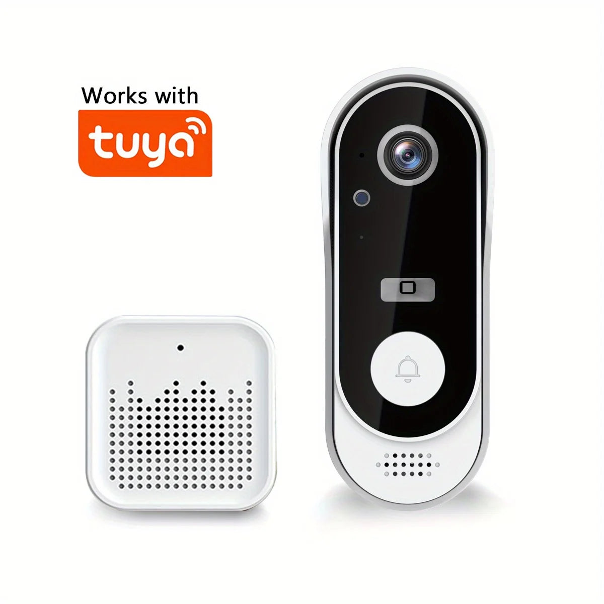 Tuya WiFi Video Doorbell - 2-Way Audio, Outdoor 1080P HD, SD+Cloud Storage, Motion Detection, Easy Setup & Live Alerts