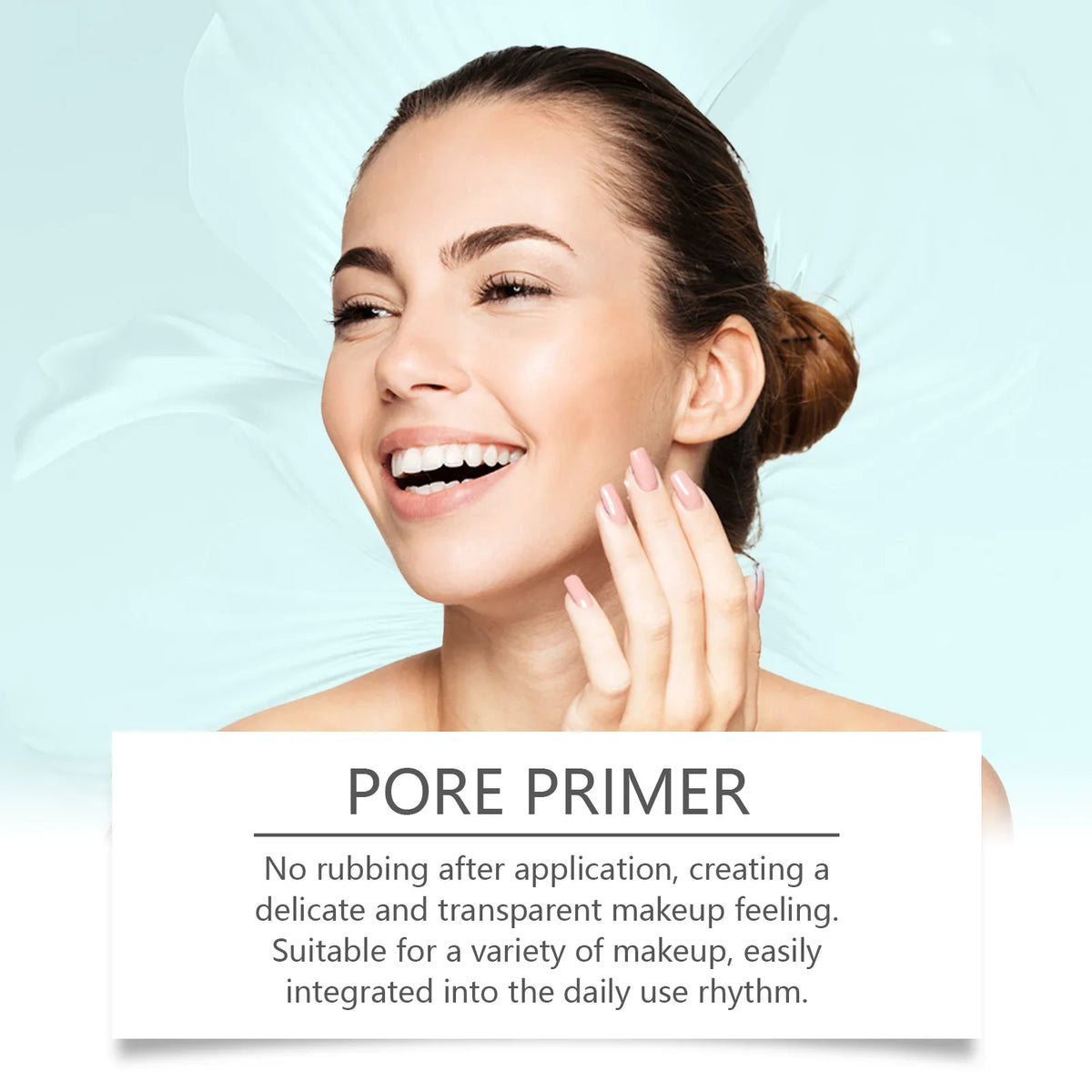 Blushimmer pre-makeup pore primer for smooth, even skin, controls oil, reduces pores, moisturizes, and is waterproof.
