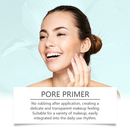 Blushimmer pre-makeup pore primer for smooth, even skin, controls oil, reduces pores, moisturizes, and is waterproof.