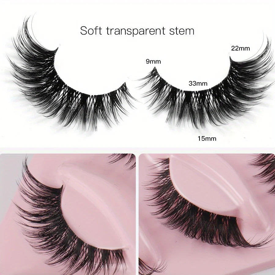 Natural long cat eye fake eyelashes by Jiefuxin Store, featuring winged ends and elongated style for a dramatic makeup look.