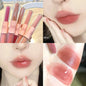 Blushimmer double head lip gloss and matte lipstick set with red and water gloss finishes, featuring a compact mirror.