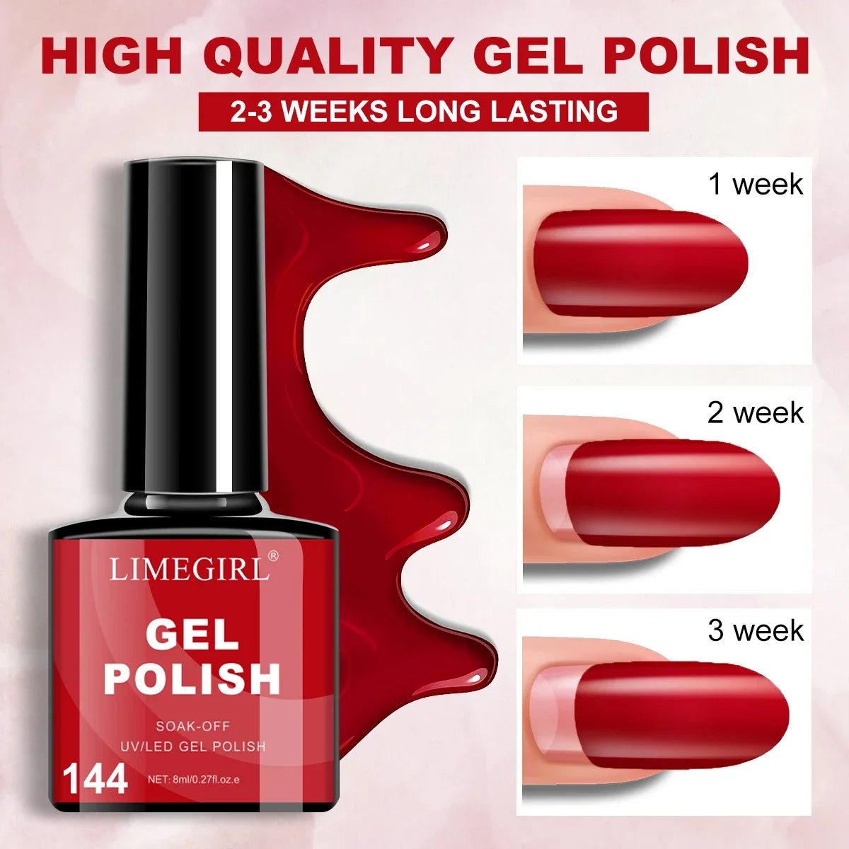 Blushimmer LimeGIRL 9-color gel nail polish set with macaron shades, UV LED soak-off semi-permanent gel for nail art and beginners.