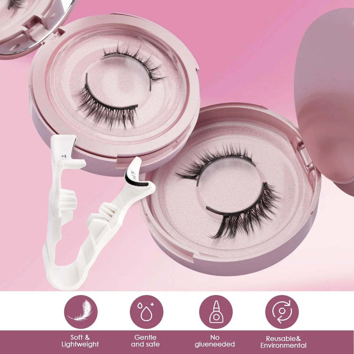 Blushimmer magnetic 3D mink false eyelashes set with tweezers, natural long, reusable false eyelashes for makeup application.