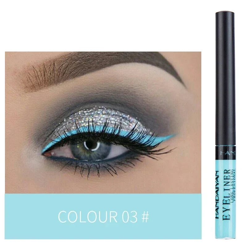 Blushimmer waterproof liquid eyeliner pen with vibrant color, long-lasting formula, and precise tip for defined eye looks.