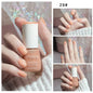 Blushimmer no-bake nail polish with glitter sequins and quick-dry formula, shown on natural nails with nail art tools.