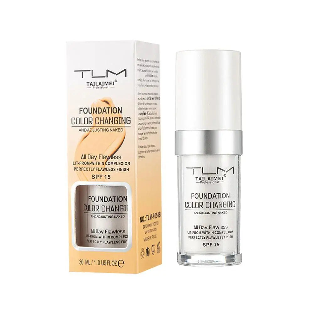Blushimmer foundation color-changing makeup base in 30ml, nude face full cover matte concealer and long-lasting liquid foundation cream