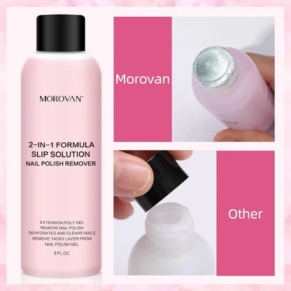Blushimmer 8oz Nail Cleanser 2-in-1 with lint-free slip solution and professional nail cleanser for poly nail extensions and polish removal.