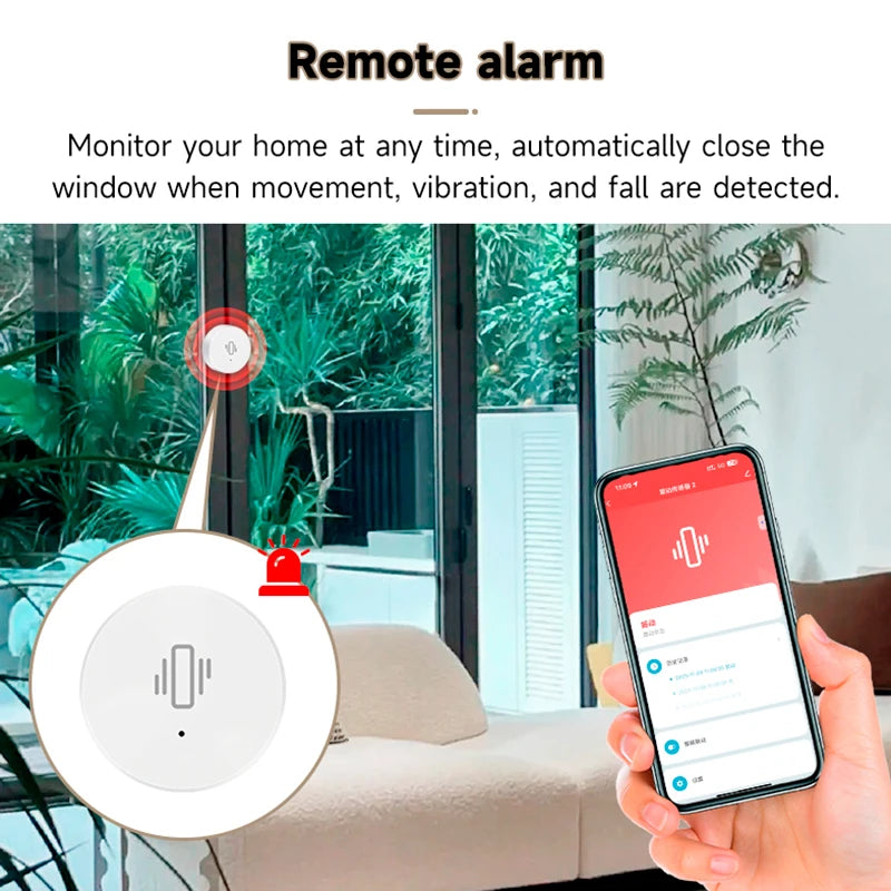 Zigbee Smart Vibration Sensor Detection Intelligent App Remote Control Real Time Glass Shock Alarm Smart Security System