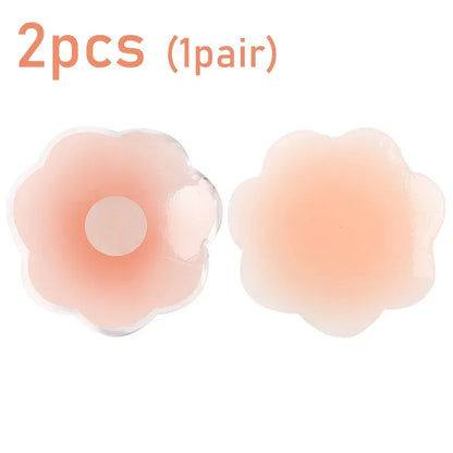 Reusable Women Breast Petals Lift Nipple Cover Invisible Petal Adhesive Strapless Backless Stick on Bra Silicone Breast Stickers