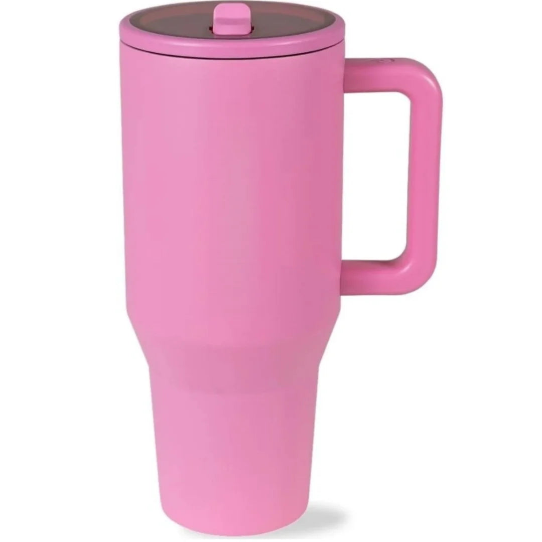40 oz Traveler Water Bottle with Handle & Flip Straw 304 Stainless Steel Coffee Tumbler Termos Cup for Travel Mug