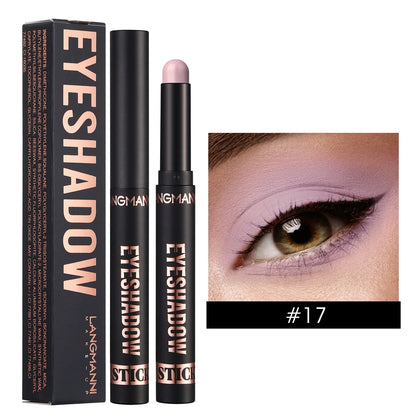 LANGMANNI waterproof 16-color pearl eyeshadow stick by Blushimmer with long-lasting, vibrant colors and face highlight features.