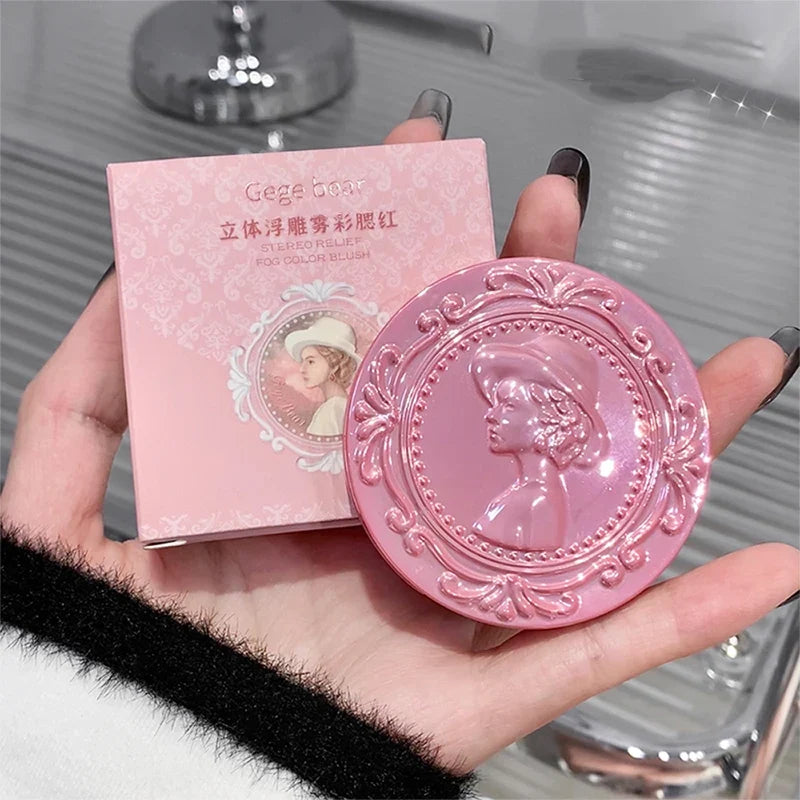 Blushimmer 3D relief blush cream in natural blush shade, featuring a tender, delicate, low-saturation color for a subtle makeup look.