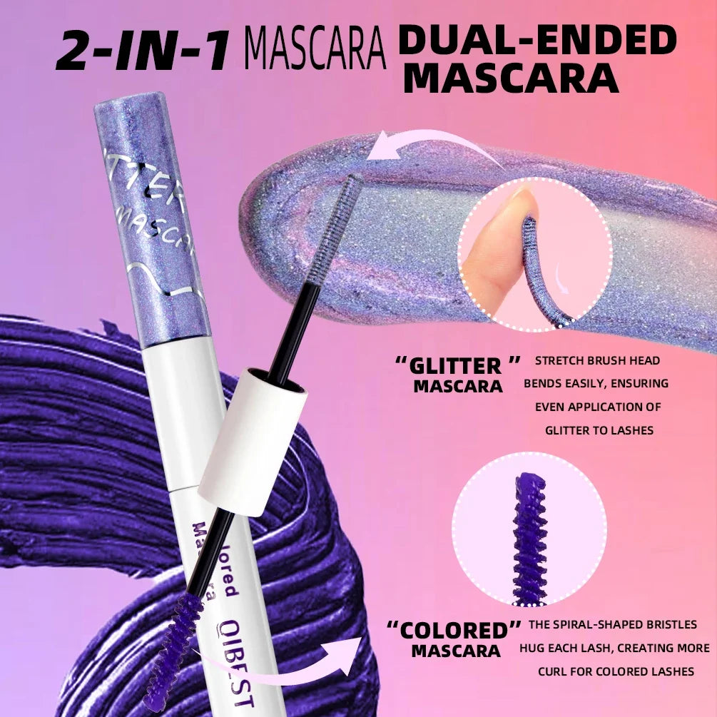 Qibest Double Head Diamond Glitter Waterproof Mascara