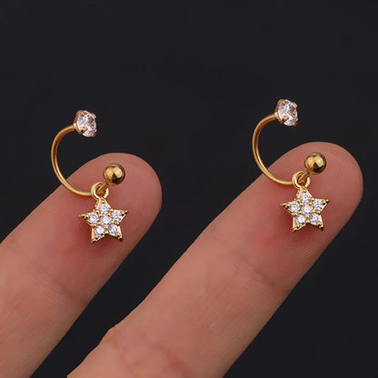 1 Pair Stainless Steel Mini CZ Drop Earring Women Moon Flower Tragus Cartilage Helix Hoop Conch Rook Daith Lobe Piercing Jewelry