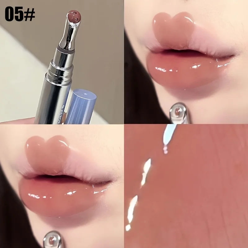 Blushimmer Mingli long-lasting moisturizing lip gloss in orange, with a shiny finish, perfect for spring and summer lip care.