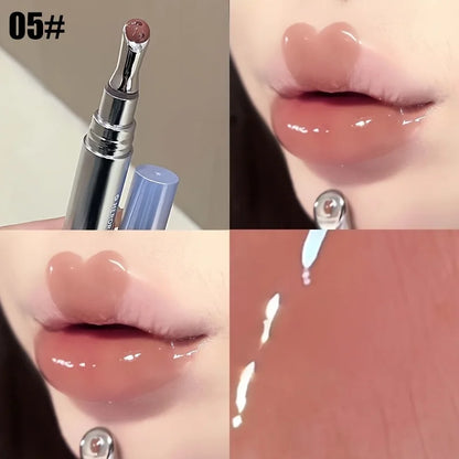 Blushimmer Mingli long-lasting moisturizing lip gloss in orange, with a shiny finish, perfect for spring and summer lip care.