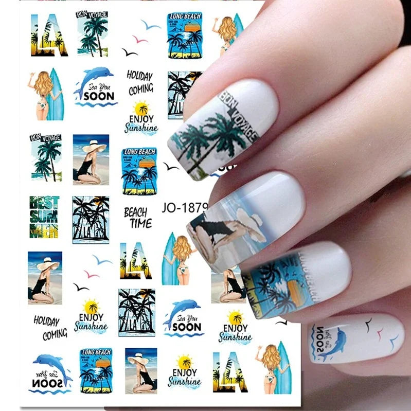 Black and white nail art stickers featuring sexy, press-on designs for women and girls, perfect for decorating nails with Blushimmer decals.