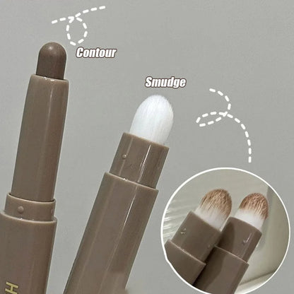Blushimmer double head contour stick with brush, waterproof cream bronzer for face and nose shadow, long-lasting contour makeup.