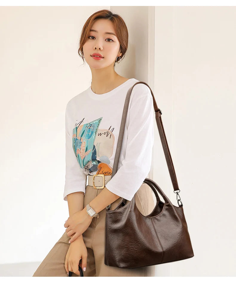 High Quality Large capacity Leather Women Tote Bag Designer Soft Leather Ladies Shoulder Crossbody Bag Fashion Female Handbags