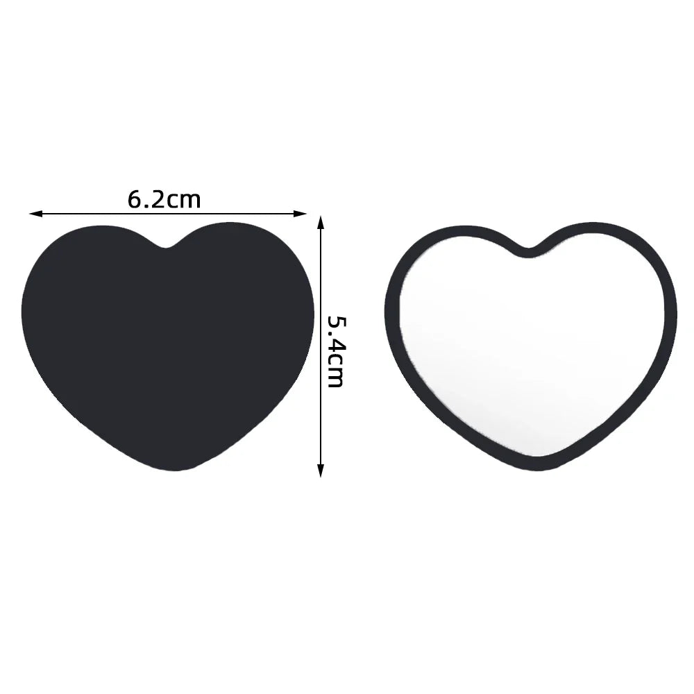 Small portable heart-shaped mirror by Blushimmer, perfect as wedding or bridesmaid gift, featuring custom logo, ideal for salons or small businesses.