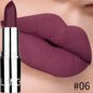 Blushimmer Langmani silver tube matte lipstick in 8 color options, showing a sleek silver lipstick tube with a matte finish.