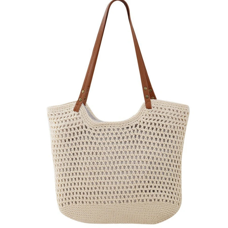 Hand Woven Shoulder Bag 2025 New Large Capacity Commuting Straw Woven Women Tote Bag Leisure Beach Vacation Straw Woven Bag