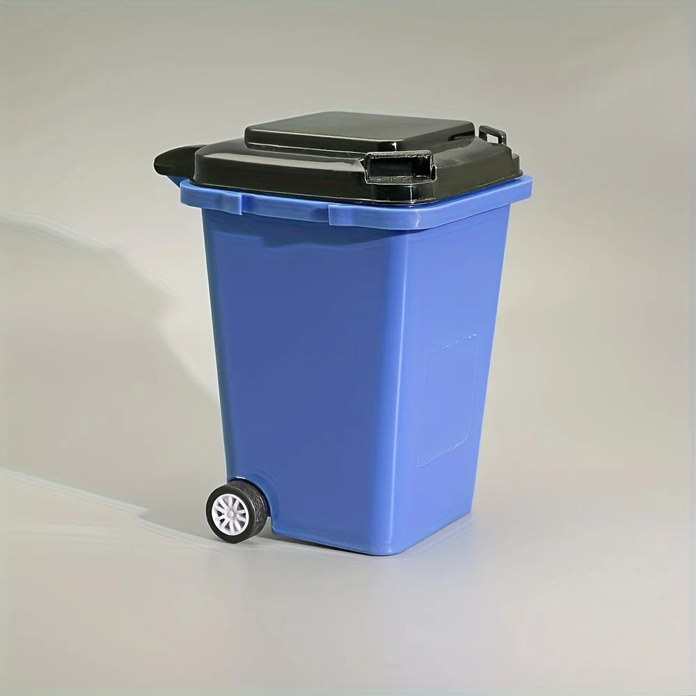 1pc Portable Mini Office Desk Trash Bin Pen Holder - Office Supplies Storage