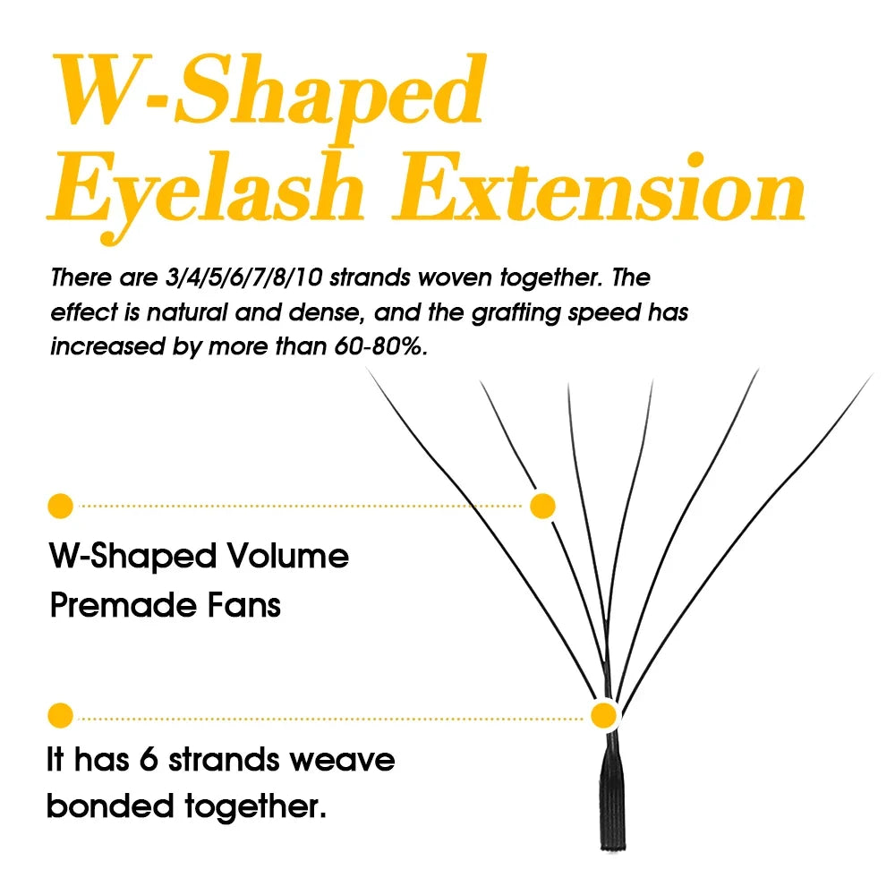 Blushimmer MASSCAKU 12Lines premium mink 3D-6D false eyelash extensions with W shape, soft, natural individual lash extensions.