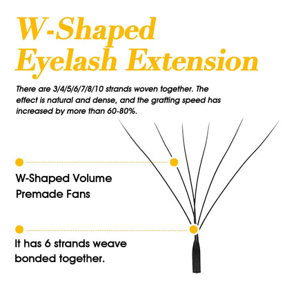 Blushimmer MASSCAKU 12Lines premium mink 3D-6D false eyelash extensions with W shape, soft, natural individual lash extensions.