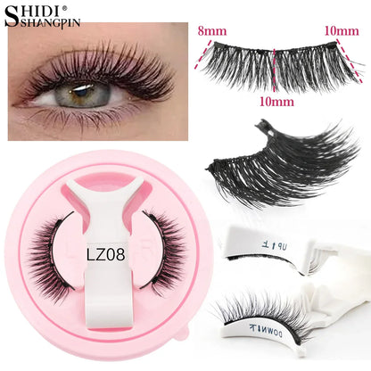 Pair of handmade fluffy faux mink magnetic eyelashes with magnetic tweezers from Blushimmer, reusable natural false eyelashes.