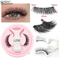 Pair of handmade fluffy faux mink magnetic eyelashes with magnetic tweezers from Blushimmer, reusable natural false eyelashes.