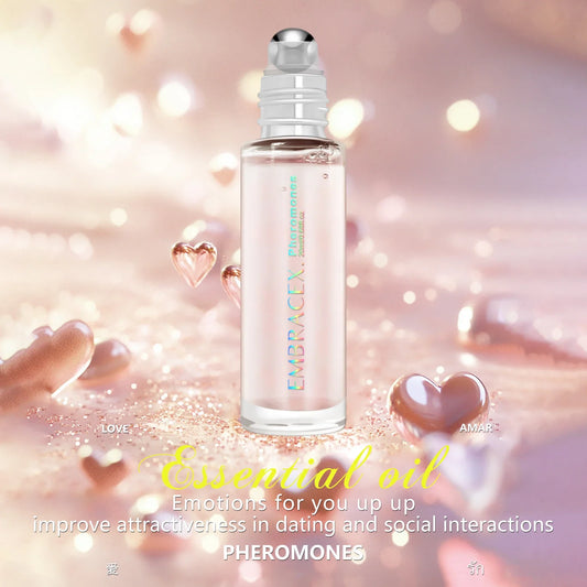 Blushimmer 20ml pheromone perfume essential oils roll-on for women, showcasing the sleek glass bottle with gold cap.